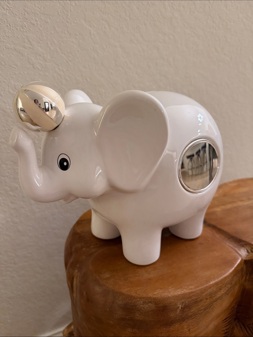 Ceramic Elephant Coin Bank with Silver Accents - Ethan